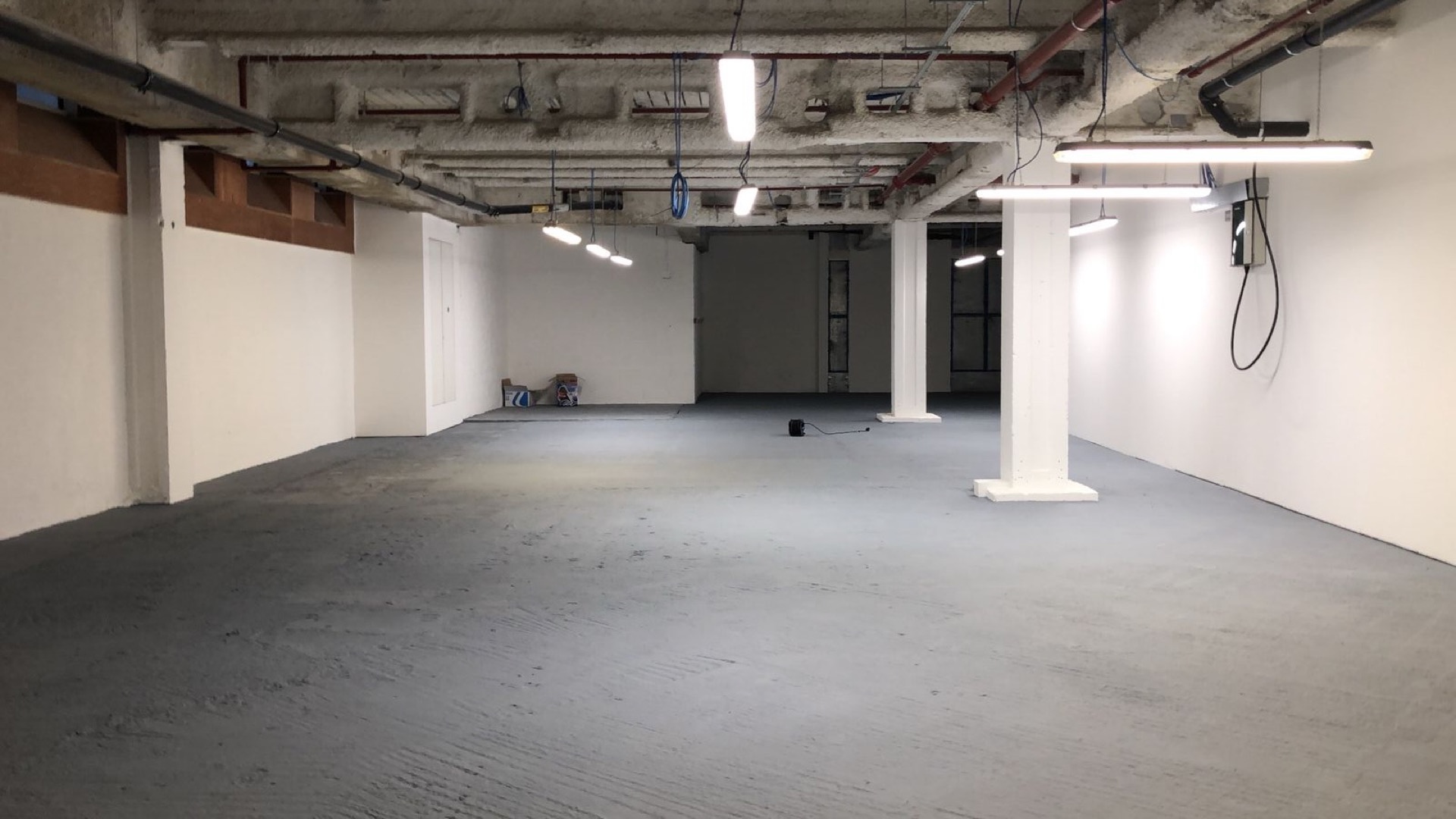 open floor plate — exposed services to clean ceiling grid — Completed